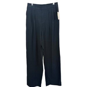 A New Day Womens High-Waisted Wide Leg Pleated Pants Black Size 6 Rayon Blend